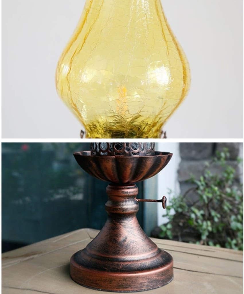 LED Desk Lamp 2-piece Set Old Fashioned Electric Lantern Oil Lamp Bronze Antirust Nightstand Desk Table Lamps Antique Light for Study Room Bedroom Theatre Prop Table Lamp Reading Lamp
