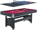 6 ft Pool Table with Table Tennis Top - Black and Red, Space-Saving, Ages, Elegant Design