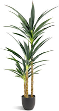 Waoops Artificial Tree 4.7Ft Faux Agave Plant with 3 Heads in Plastic Pot Fake Tree for Home Decor Indoor or Outdoor Office Decoration Housewarming Gift(4.7 Feet-1 Pack)