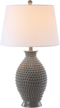 SAFAVIEH Lighting Collection Rosten Grey Textured 27-inch Bedroom Living Room Home Office Desk Nightstand Table Lamp Set of 2 (LED Bulbs Included)
