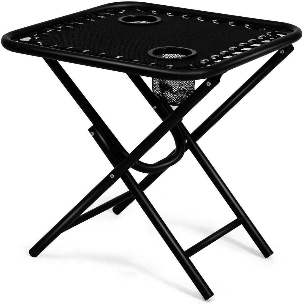 Folding Zero Gravity Recliner Lounge Chairs Table Set Camping Beach Black 3 pcs
