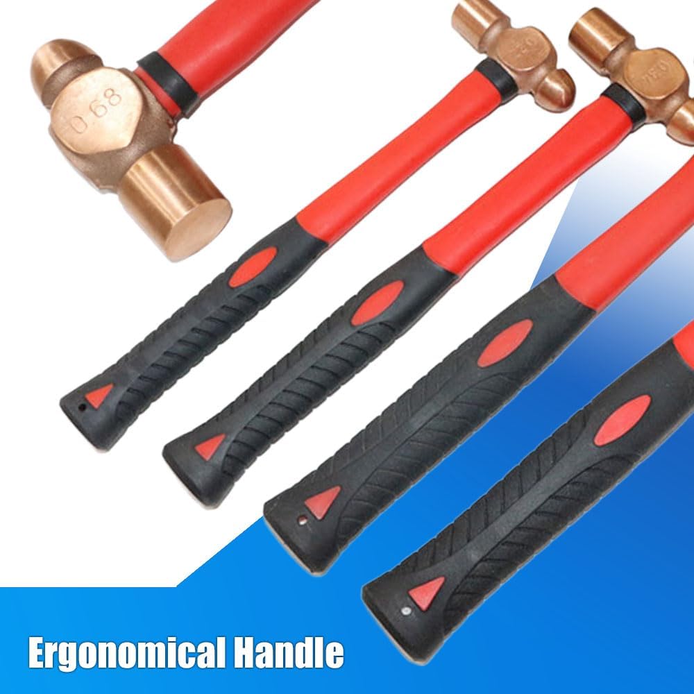 Nixalith Copper Ball Pein Hammer - 48oz,Copper Ball Peen Hammer Head 1360g,Length 400mm(16 inch),Metalworking Tool,Ergonomical Anti-slip Handle