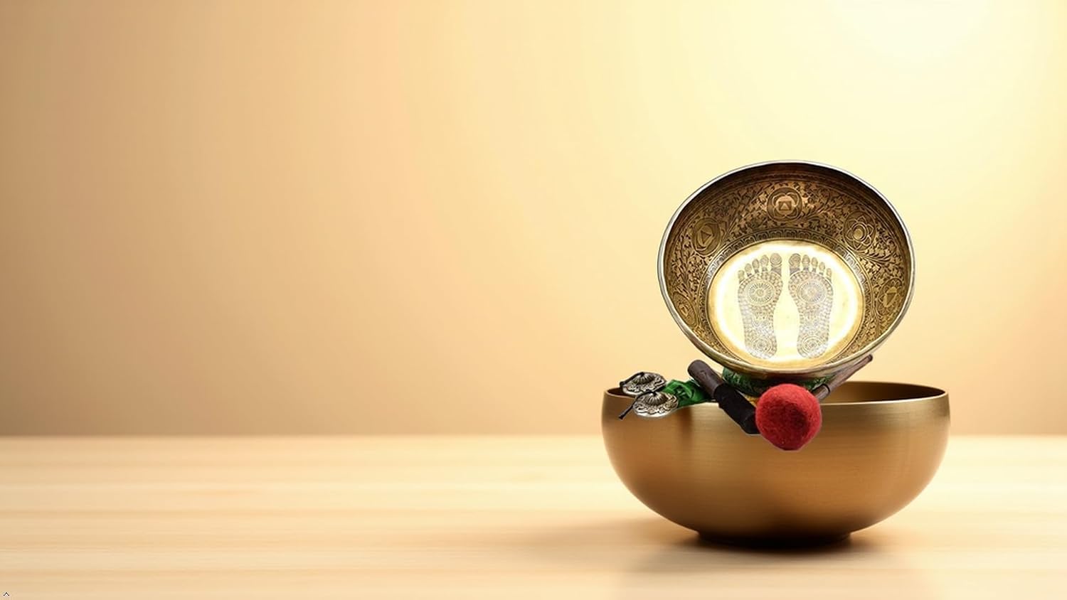 16 Inch Buddha Foot Singing Bowl Handmade in Nepal | Etched Meditation Sound Bowl for Healing Sound Bath Yoga Relaxation Mindfulness & Spiritual Wellness