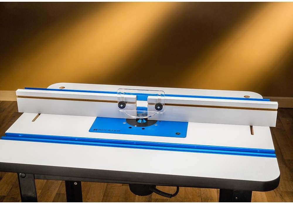 Router Table Fence (32') - Aluminum Extrusion Table Router Fence w/ Bit Safety Guard Provide Laser-Straight Surface - Comfortable Knobs for Easy, Tool-Free Fence Adjustments - Router Table Accessories