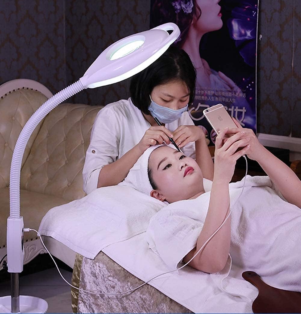 Magnifying Glass,Magnifier Floor Standing Magnifying Lamp 16X Magnifier LED Multifunction Adjustable Skin Care Beauty Tattoo Beauty with Rolling Wheels Ideal for Beauty Salons