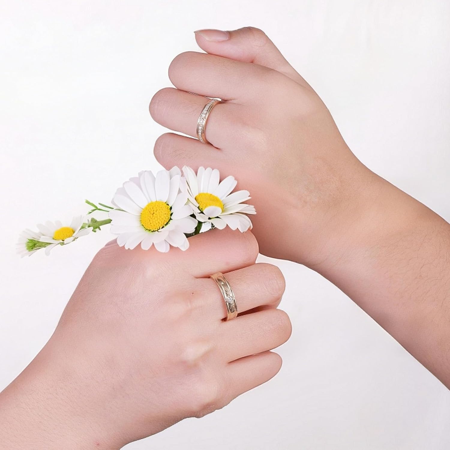 SISGEM Moissanite Couple Rings Set, 10K 14K 18K Solid Gold Moissanite Wedding Rings for Him And Her, Vintage Leaf/Branch Wedding Bands Matching Couple Rings Anniversary Jewelry Gift for Women And Men