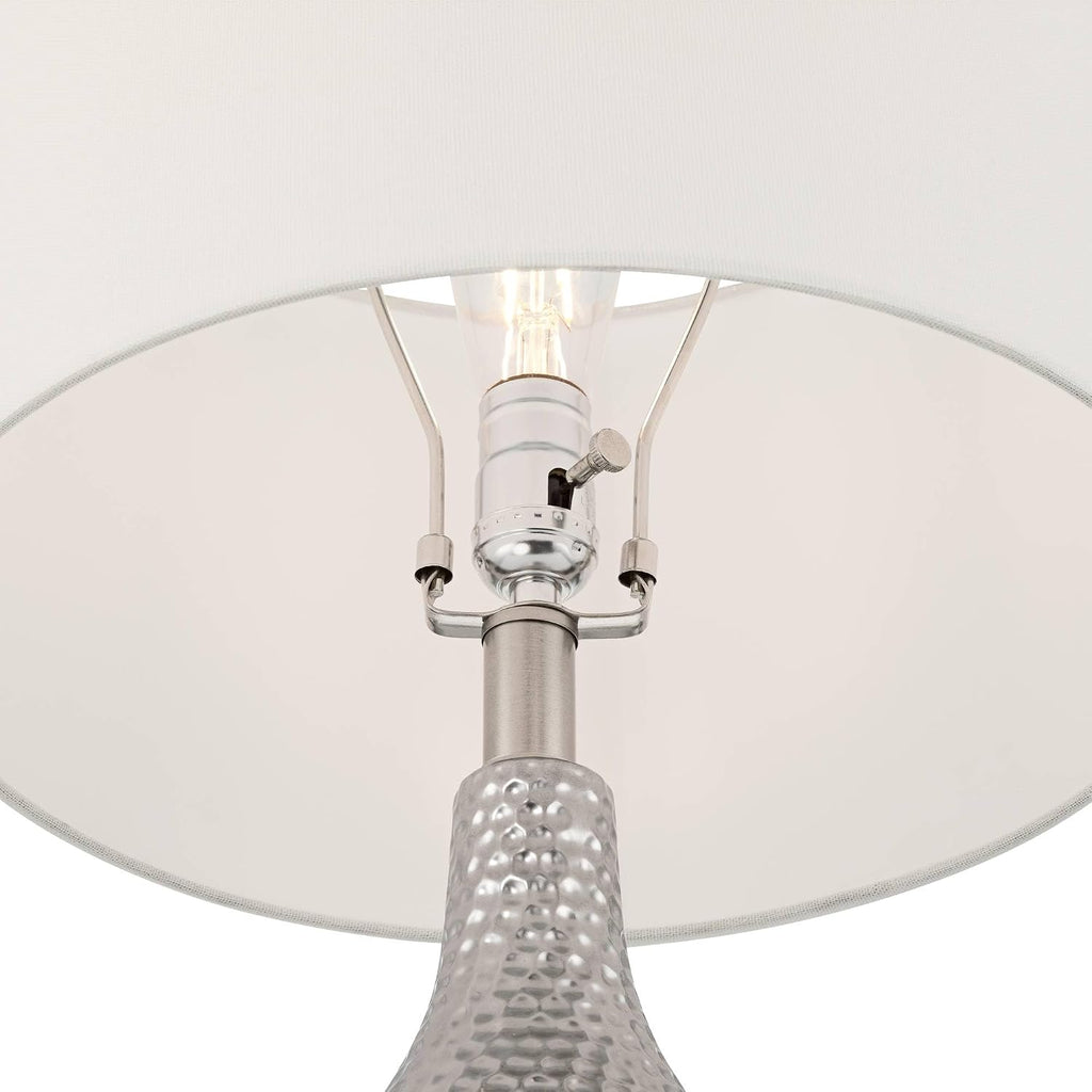 360 Lighting Titus 24 1/2' High Modern 3-Way Table Lamps Set of 2 Hammered Silver Fabric Shade Living Room Bedroom Bedside Nightstand House Office Home Reading Kitchen Entryway Console Family