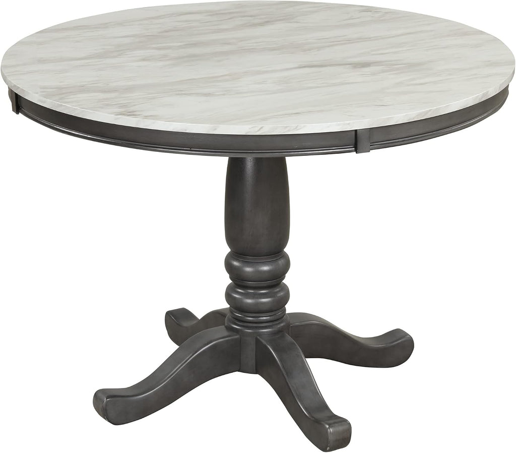 LUMISOL 5-Piece Dining Table Set, Faux Marble Round Dining Table Set with Chairs for 4, Wood Kitchen Dining Room Table Set for Small Space, Sturdy Support, Muddy Gray