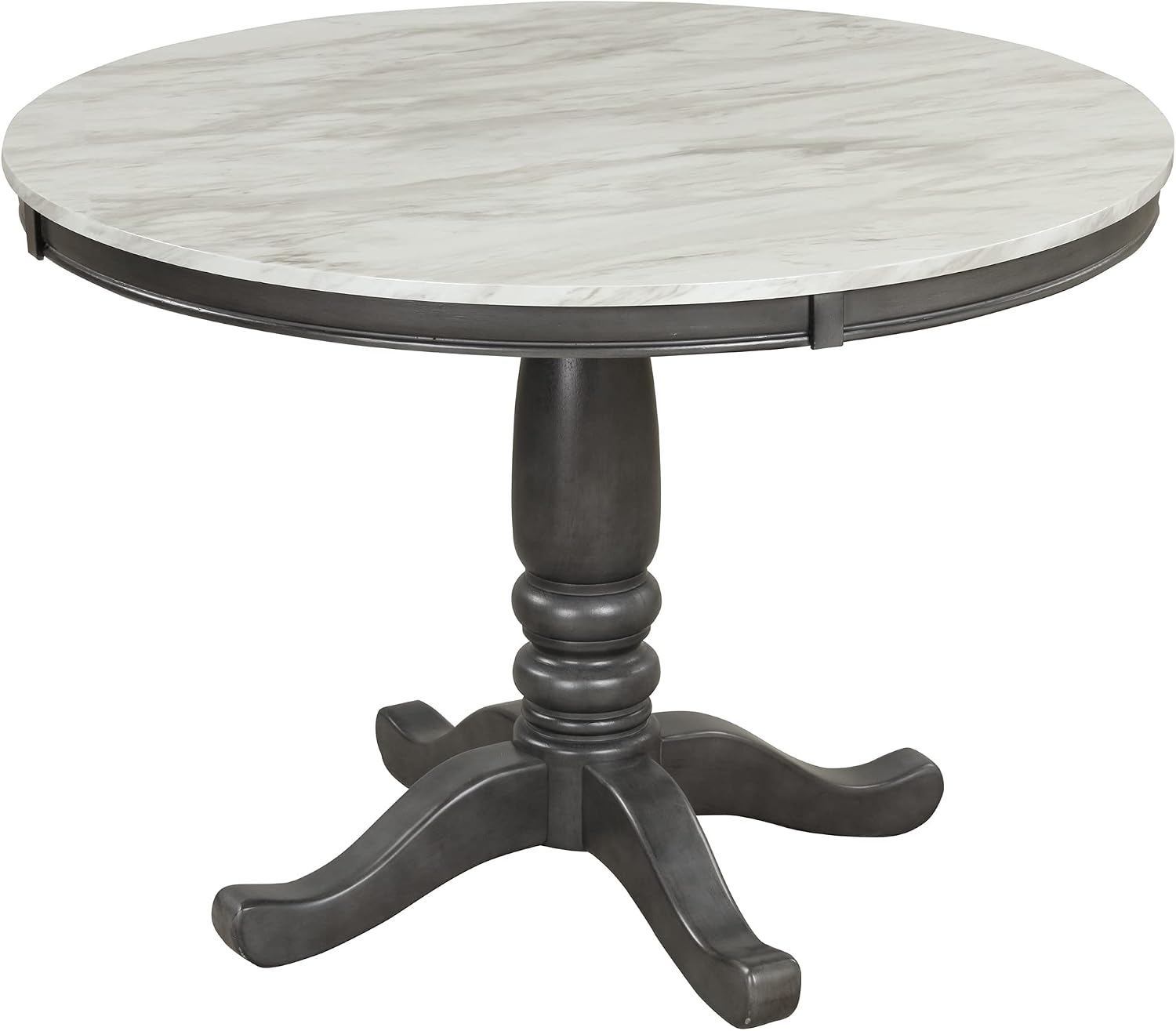 LUMISOL 5-Piece Dining Table Set, Faux Marble Round Dining Table Set with Chairs for 4, Wood Kitchen Dining Room Table Set for Small Space, Sturdy Support, Muddy Gray