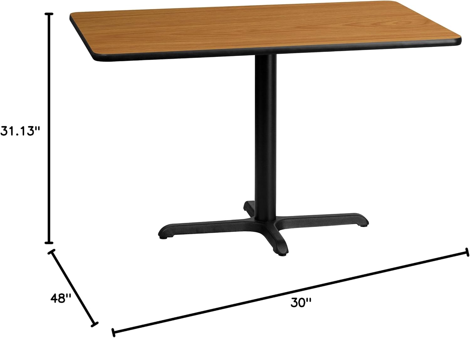 Flash Furniture Graniss 30'' x 48'' Rectangular Natural Laminate Table Top with 23.5'' x 29.5'' Table Height Base