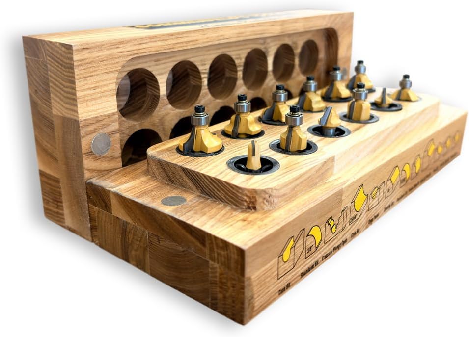 Sommerfeld Tools 12001 12 piece miniature woodworking router bit set 1/4 inch shank Ideal for small gift boxes, miniature furniture Jewelry boxes Doll house furniture
