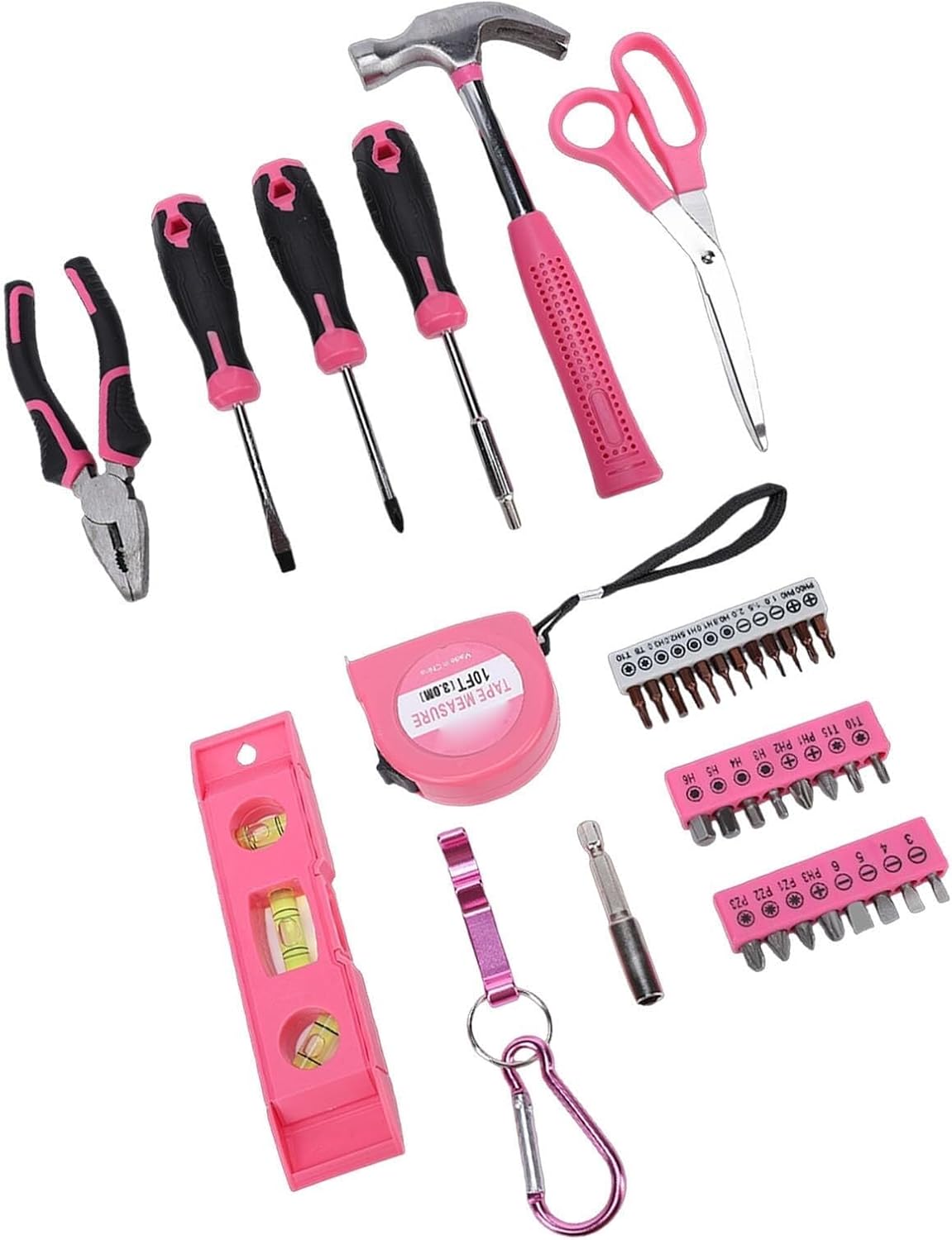 Tool Set 40pcs Pink Household DIY Tool Kit for Women Small Tool Box Set of Starter Basic Ladies Tools