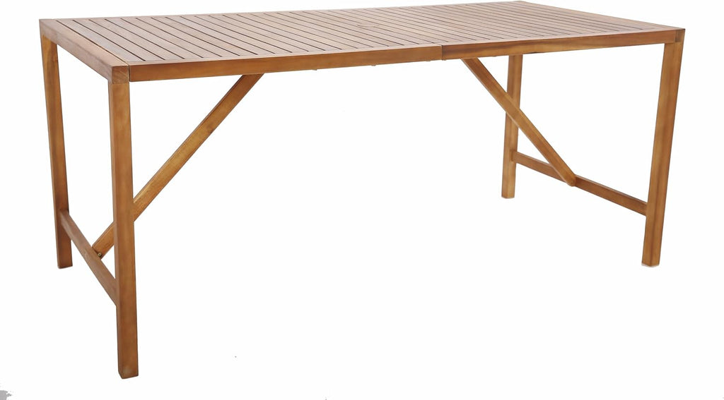 Tangkula 67' Acacia Wood Outdoor Dining Table for 6, Rectangle 6-Person Patio Table with 2' Umbrella Hole & Spacious Slatted Tabletop, Indoor Outdoor Dining Furniture for Deck, Garden, Poolside & Yard