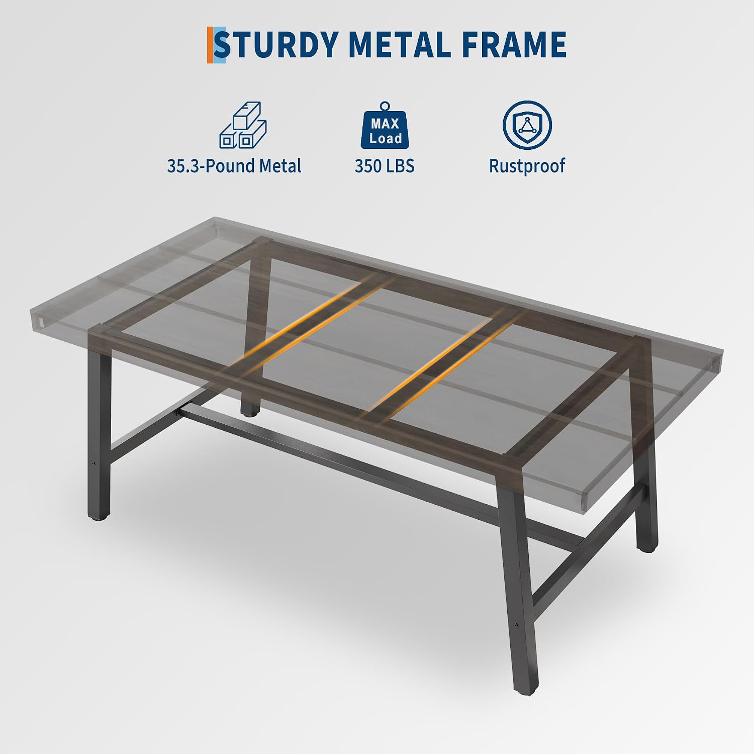 GarveeHome Industrial Dining Table for 4-6 People, 63' Long Large Kitchen Table with Sturdy Metal Frame, Rectangular Counter for Dinner, Kitchen, Dining Room (Black, 63' Non-extendable)