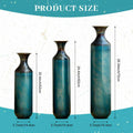 Floor Metal Decorated Vases Set of 3 for Gorgeous Home Decoration Large Glazed Metal Vases (Aqua Blue)