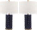 Safavieh Lighting Collection Roxanne Navy Table Lamp, Set of 2