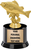 Crown Awards Fish Trophies with Custom Engraving, 5.5' Personalized Gold Perch Fish Trophy On Deluxe Round Base