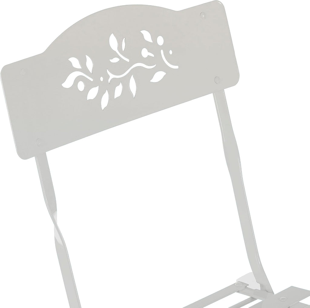 Alpine Corporation Indoor/Outdoor 3-Piece Bistro Set Folding Table and Chairs Patio Seating, White