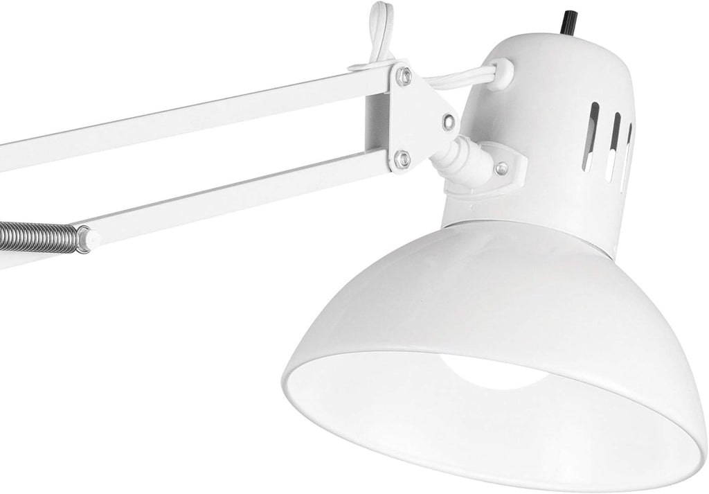 31.5' Multi-Joint Desk Lamp with Metal Clamp, Black, On/Off Rotary Switch on Shade, Partially Adjustable Swing Arm, Home Essentials, Reading Light, Office Décor