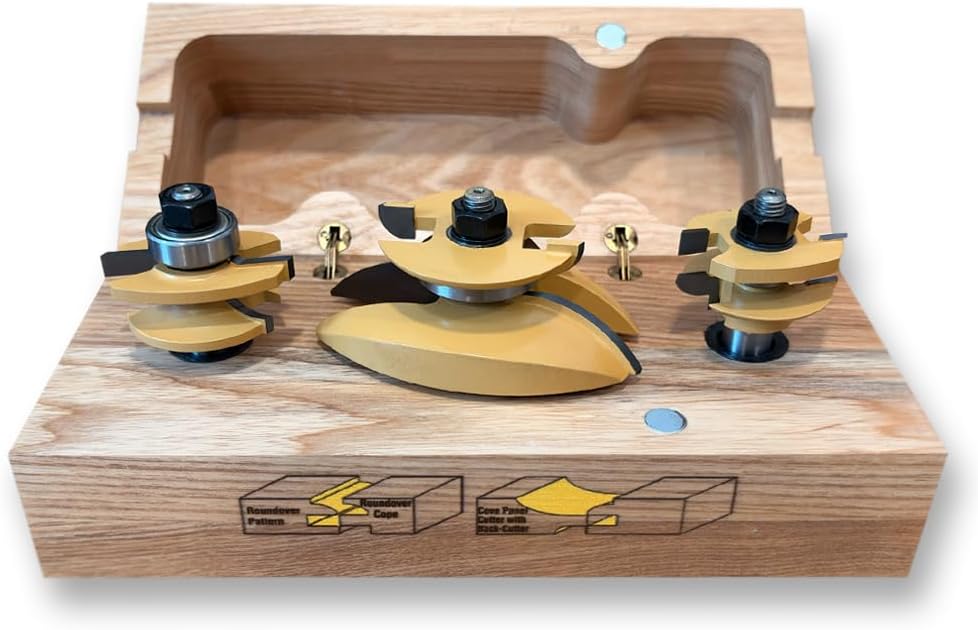Sommerfeld's 3 Piece Woodworking Cove Raised Panel Door Set 1/2-Inch Shank For Cabinet Doors on the Router table
