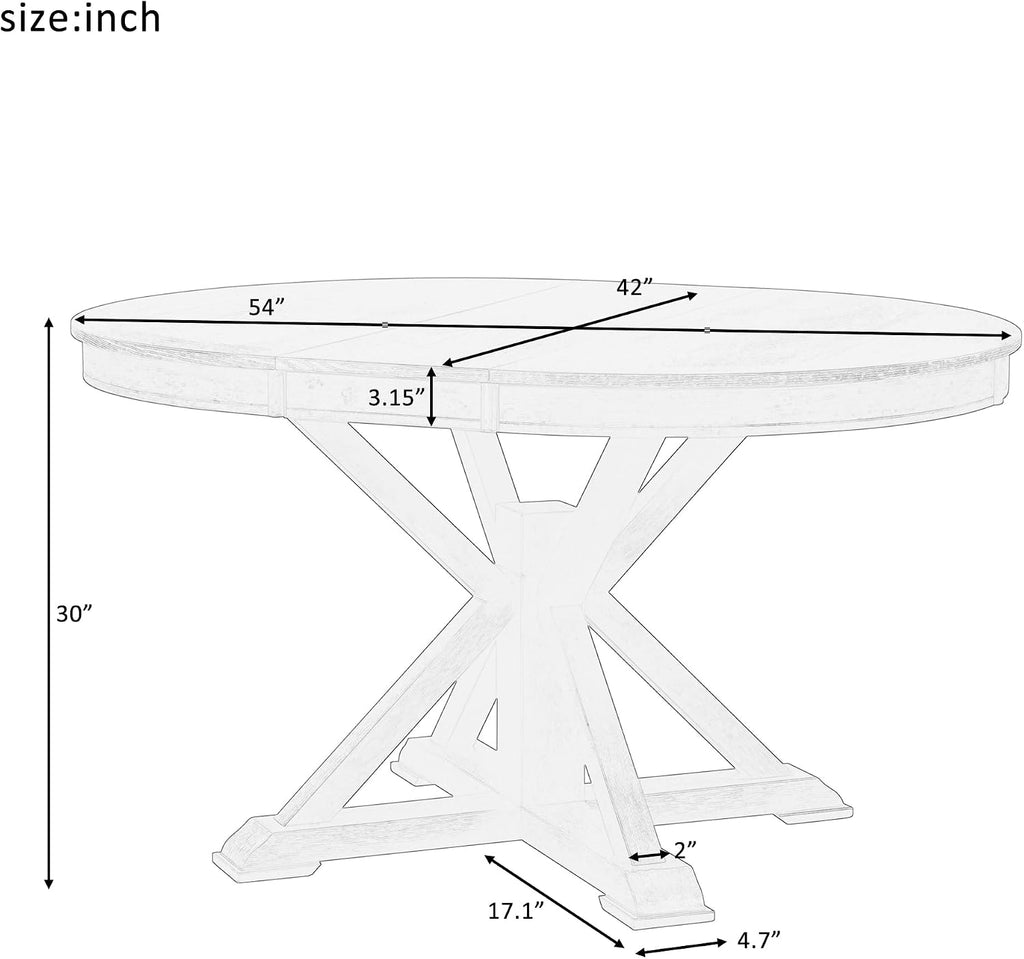 LUMISOL Extendable Round Dining Table for 4-8, Farmhouse 42'-54'' Expandable Kitchen Table with Removable Leaf and Pedestal Base for Kitchen, Dining Room, Living Room, Natural