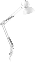 31.5' Multi-Joint Desk Lamp with Metal Clamp, Black, On/Off Rotary Switch on Shade, Partially Adjustable Swing Arm, Home Essentials, Reading Light, Office Décor