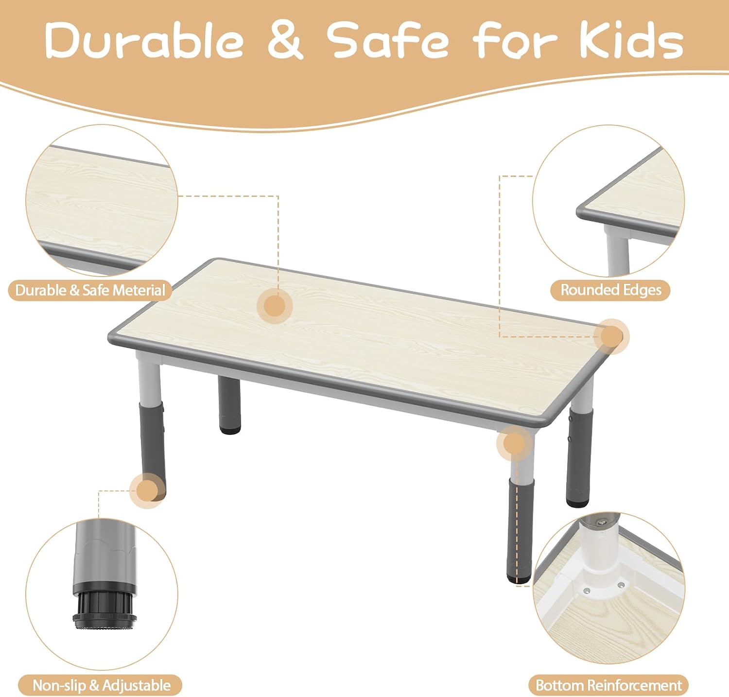 Kids Table and Chair Set, Height Adjustable Toddler Table and 4 Chairs Set for Ages 2-10, Graffiti Desktop, Non-Slip Legs, Arts & Crafts Table, Children Activity Table for Daycare Classroom Home