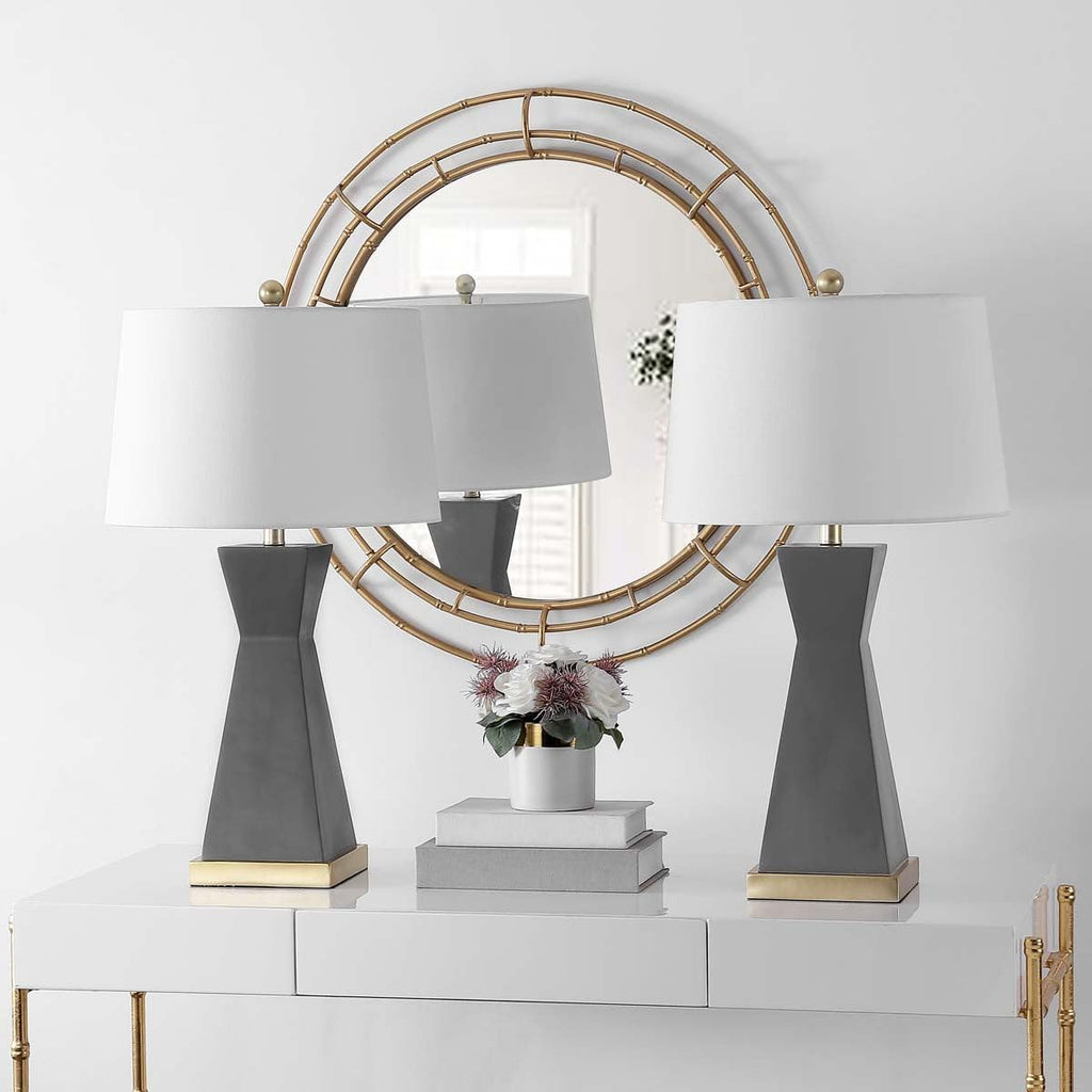 SAFAVIEH Lighting Collection Onder Grey/Gold 27-inch Table Lamp Set of 2