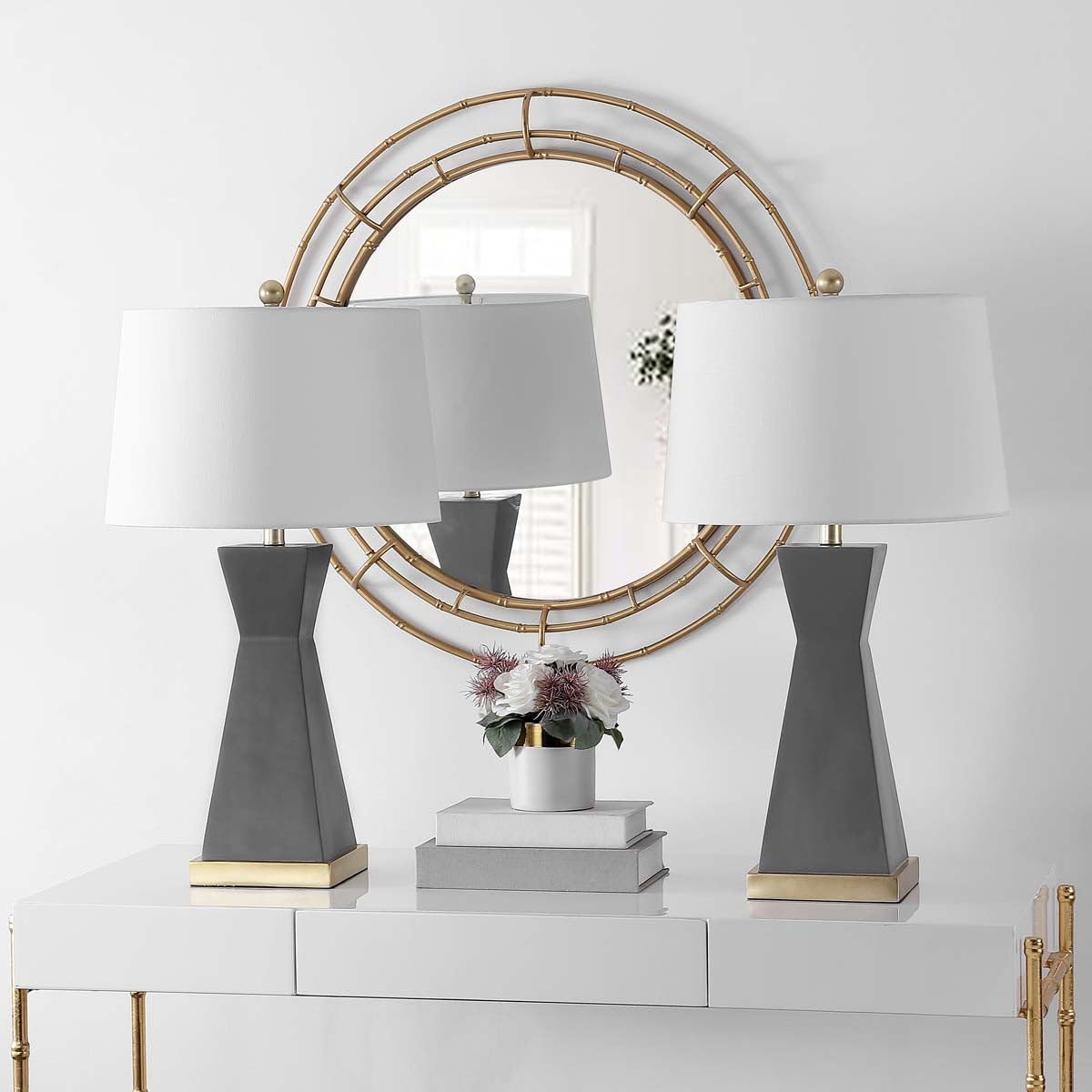 SAFAVIEH Lighting Collection Onder Grey/Gold 27-inch Table Lamp Set of 2