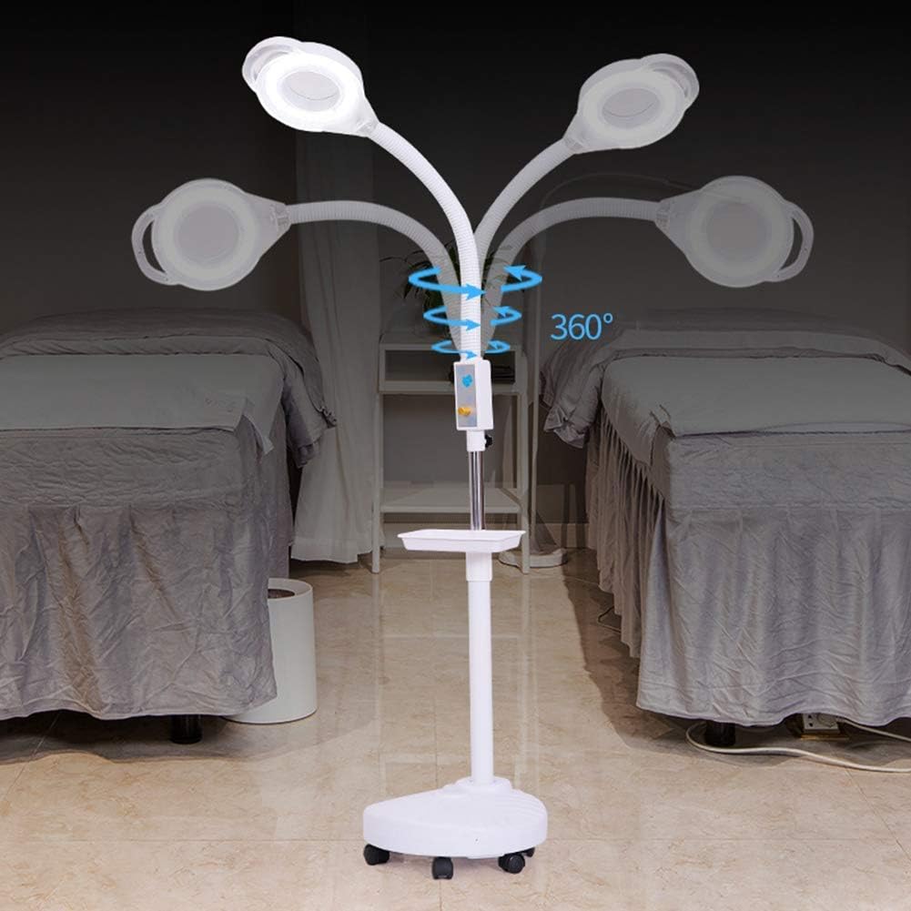 Magnifying Glass,Magnifier 8X Magnifier Lamp Floor Standing,Adjusting Light, Magnifying Light Adjustable Wheels,Storage Tray, for Skincare Beauty Nail Manicure Tattoo Salon and Home Use
