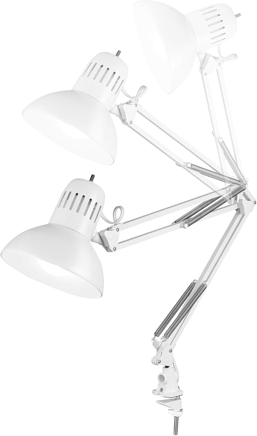 31.5' Multi-Joint Desk Lamp with Metal Clamp, Black, On/Off Rotary Switch on Shade, Partially Adjustable Swing Arm, Home Essentials, Reading Light, Office Décor