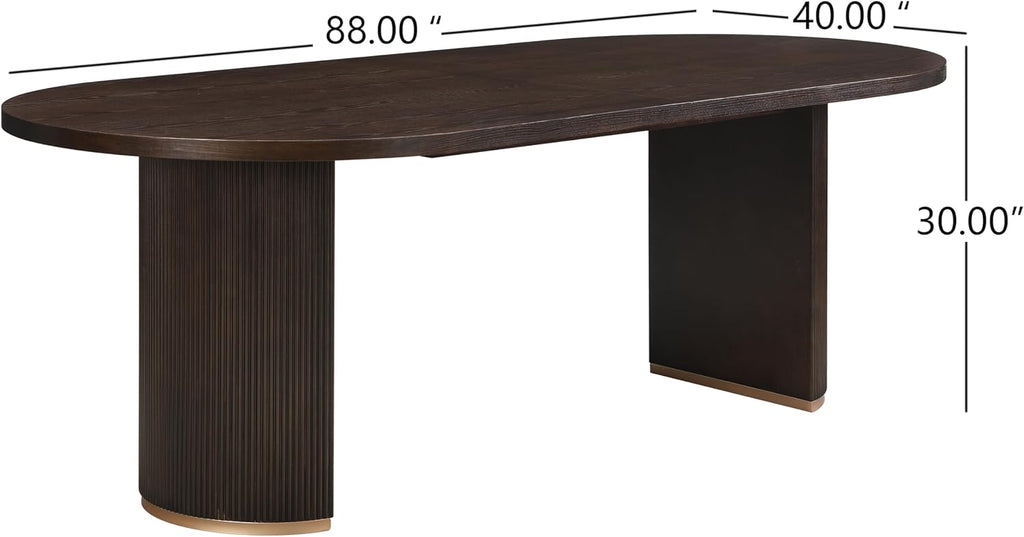 Christopher Knight Home Lancas Oval Top Dining Table - Modern Minimalist Wooden Pedestal Design - Seats 6 - Dark Brown Finish - Indoor Dining Room & Kitchen Table - Restaurant, Family Gatherings, Home