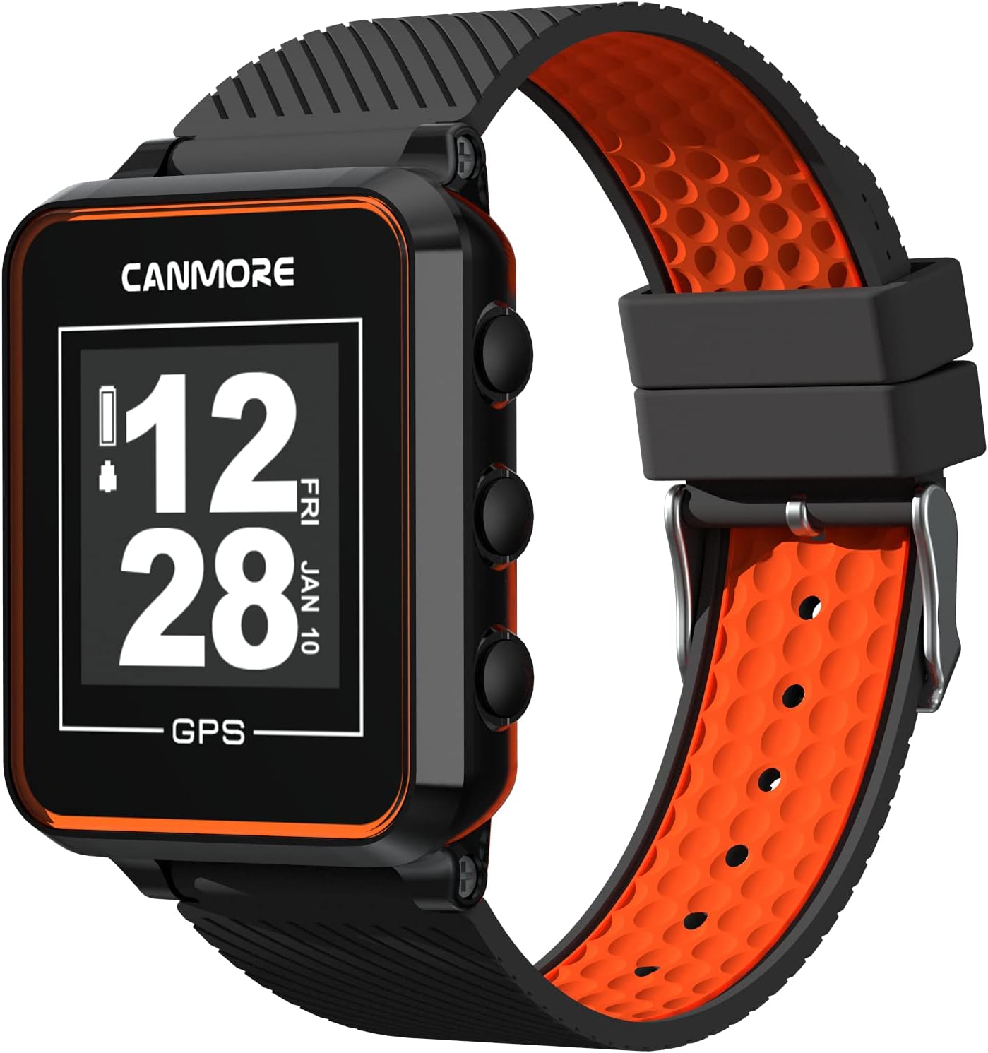 CANMORE TW353 Golf GPS Watch for Men and Women, High Contrast LCD Display, Free Update Over 40,000 Preloaded Courses Worldwide, Lightweight Essential Golf Accessory for Golfers, Black/Orange
