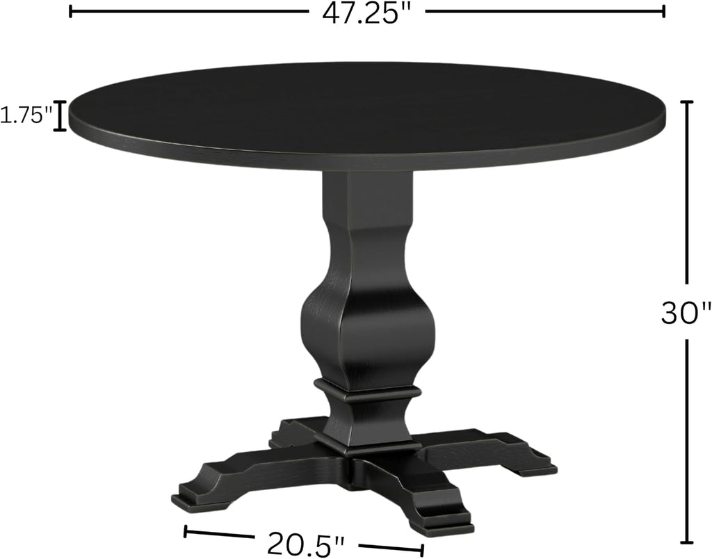 Roundhill Furniture Havre Pedestal Base Round Dining Table, Black