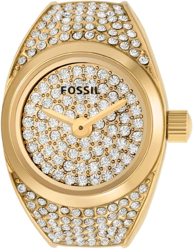 Fossil Women's Watch Ring, Quartz Stainless Steel Two-Hand Ring Watch for Women