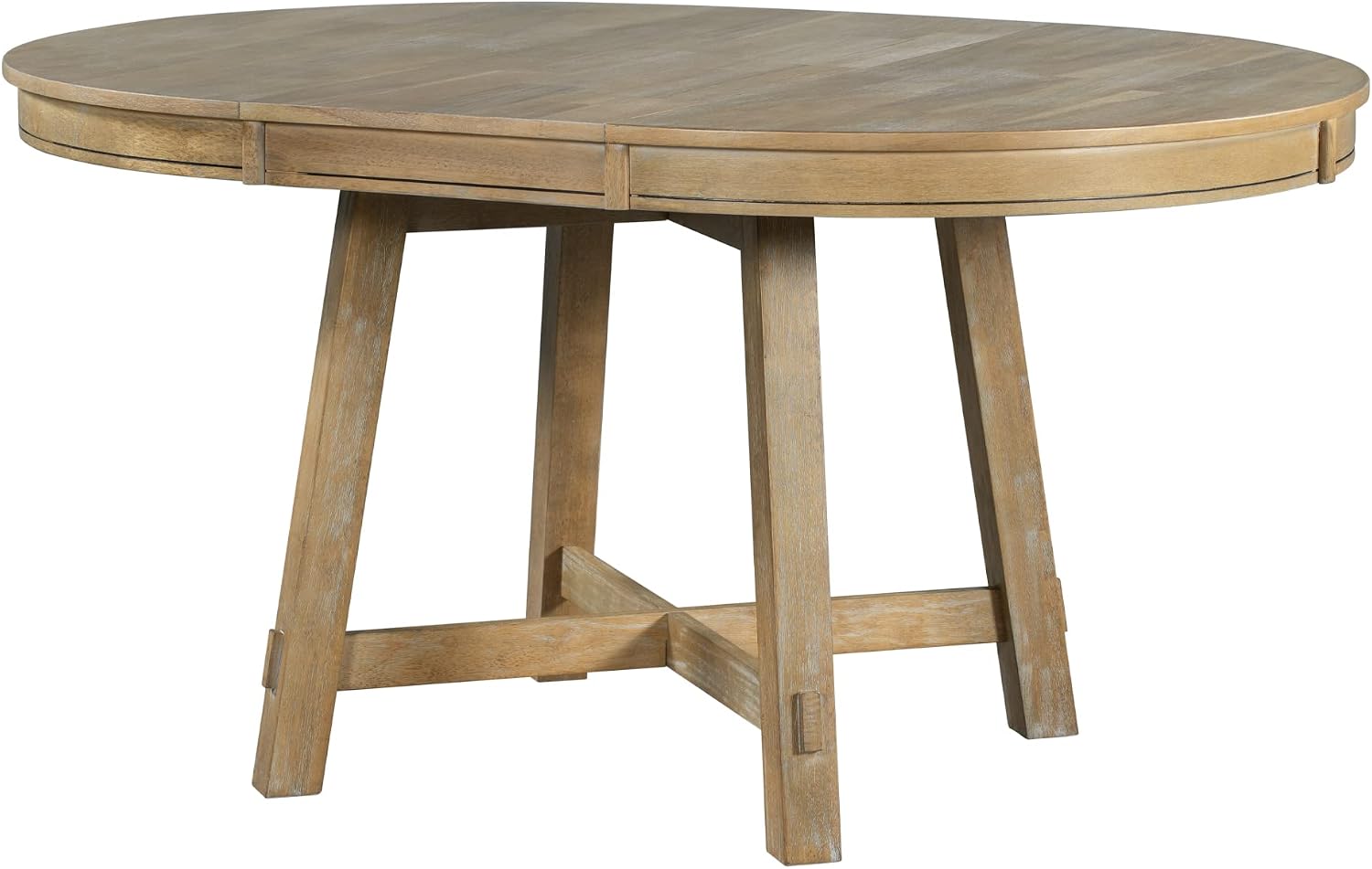 LUMISOL 42'-58' Extendable Round Dining Table for 4-8, Farmhouse Kitchen Table with Removable Leaf, Solid Wood Oval Dinner Tables for Kitchen, Dining Room, Living Room, Natural