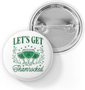 Let's Get Shamrocked Pin Back Button – Funny St Patrick's Day Drinking Badge – Irish Bar Crawl Party Lapel Pin – Green Cocktail Outfit Accessory, Shamrock Drink Party Favor – Pub Crawl, Bachelorette Trip