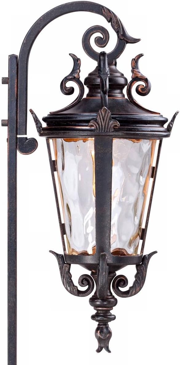 John Timberland Casa Marseille 35' High Traditional Outdoor Landscape Path Lights Porch House Exterior Outside Set of 2 LED Bulb Weatherproof Brown Bronze Finish Metal Clear Hammered Glass Shade