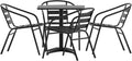 Flash Furniture TLH-ALUM-28SQ-017BK4-GG Lila 27.5'' Square Aluminum Indoor-Outdoor Table Set with 4 Slat Back Chairs, Black