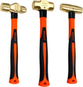 WEDO 3PCS Hammer Set,3lb Sledge Hammer,2lb Drum Type Hammer,2lb Ball Pein Hammer,Brass,Fiberglass Handle,Die-Forge,Corrosion Resistant