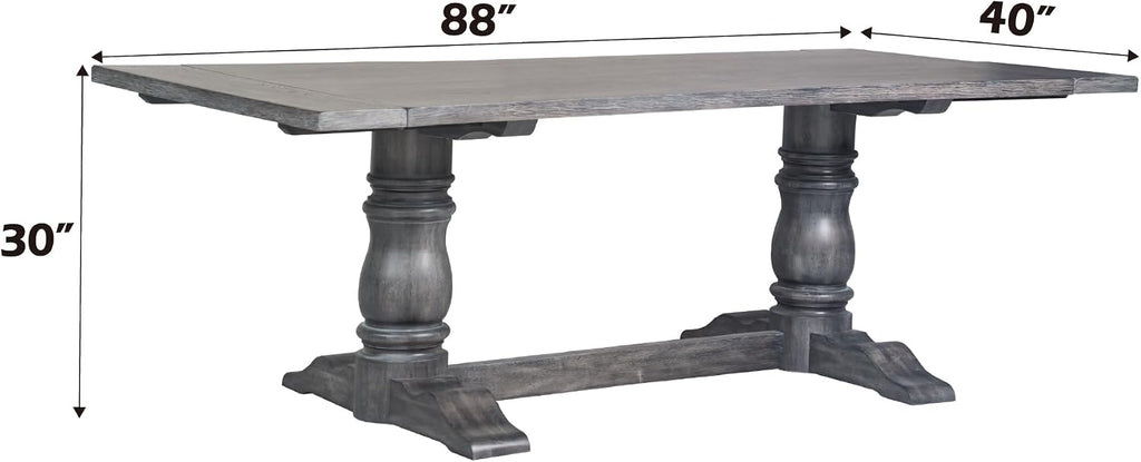 88'' Rectangular Dining Table Rustic Wood Kitchen Dinner Table, Retro Modern Mid-Century Style, Gray
