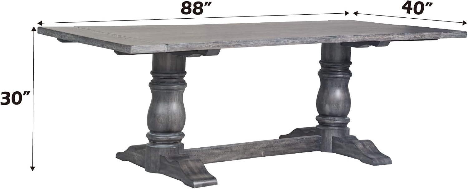 88'' Rectangular Dining Table Rustic Wood Kitchen Dinner Table, Retro Modern Mid-Century Style, Gray