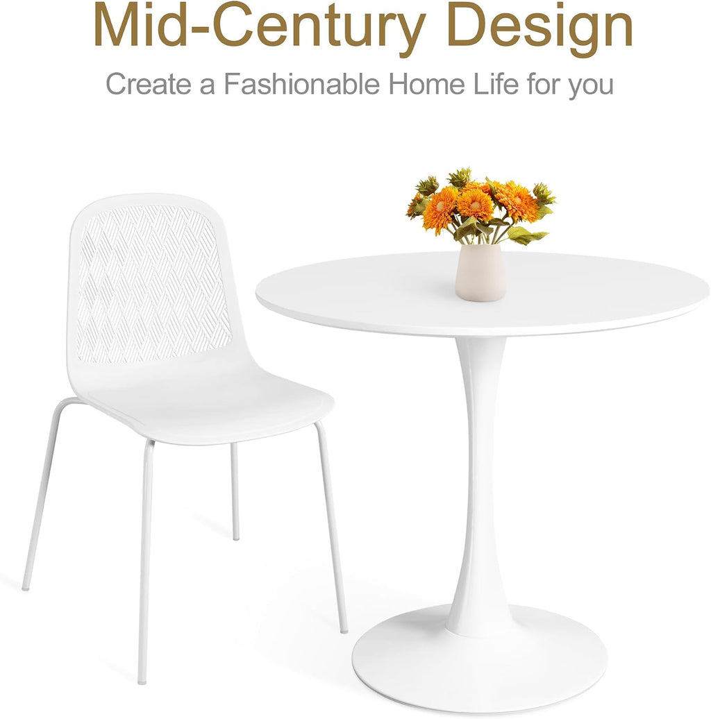 Mid Century Modern Round Dining Table Set for 4 with Chairs in Dining Room, Small Kitchen, Office, Cafe, Restaurants