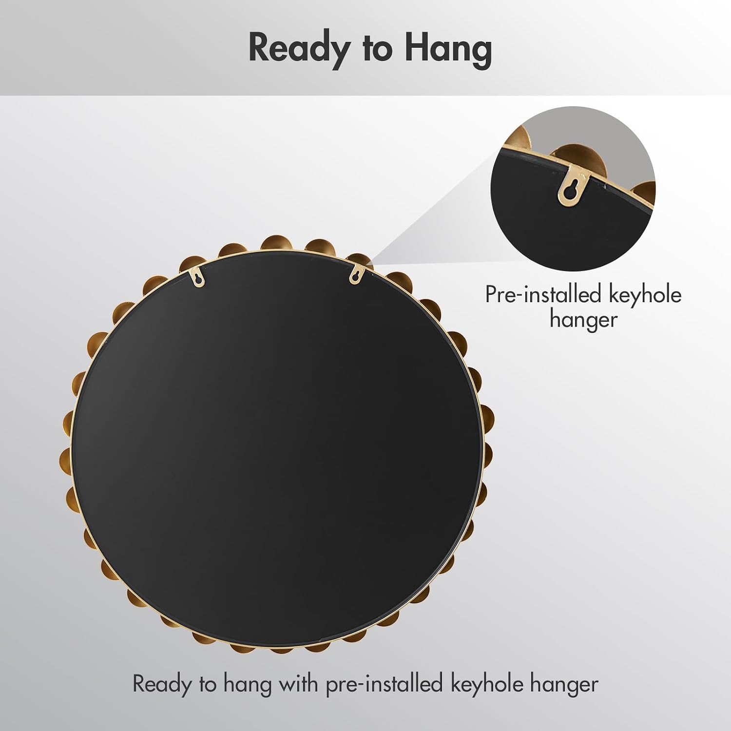 Madison Park 36 inch Gold Round Mirror, Round Mirrors for Wall Decor, Metal Frame Circle Mirrors for Bathroom, Living Room, Circle Wall Metal Art Mirror