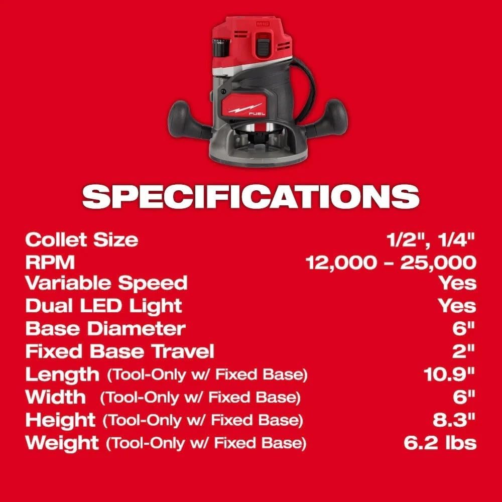 2838-21 Cordless Router for Milwaukee M18 18V FUEL 1/2' Router Kit - NEW
