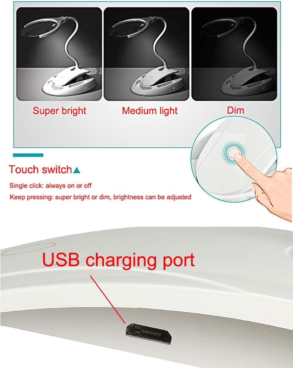 Magnifying Glass Clamp Lamp:Dimmable LED Lens, 3X 8X Adjustable Swivel Arm Utility Light,Desk Magnifying Glass