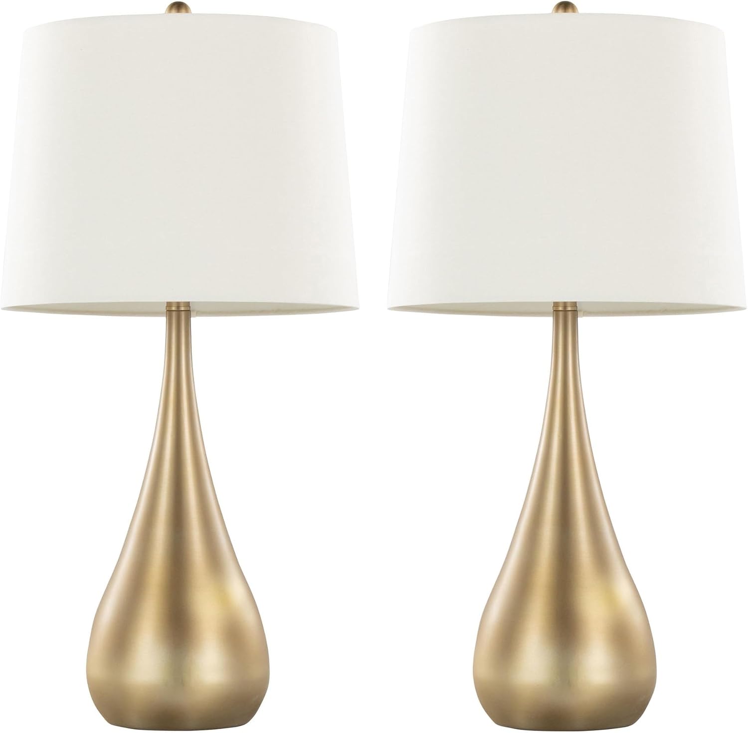 Grandview Gallery Pebble 29' Metal Table Lamps Set of 2, Desk Lamp, Bedside Lamps for Night Stands, White and Gold Lamps Set of 2