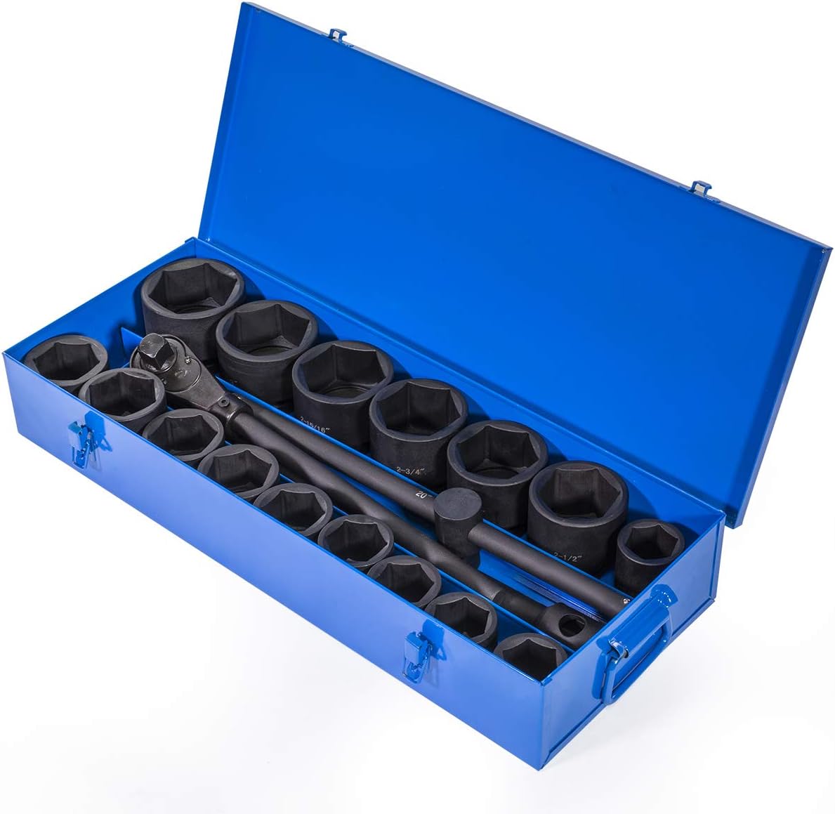 Stark USA Premium 21-Pieces SAE Jumbo Impact Socket Set 1' inch Drive Extension Bar Cr-Mo 6-Point Socket with Carrying Case
