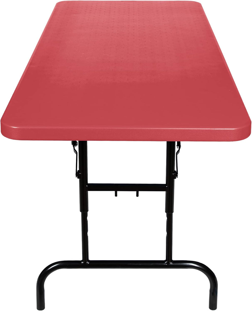 OEF Furnishings OEFBTA-3072-40 Adjustable-Height Commercial-Grade Premium Industrial Folding Table, 6-Foot Pedestal-Leg Design with 17-Gauge Steel Frame and Thick Double-Wall Top (72' × 30', Red Top)