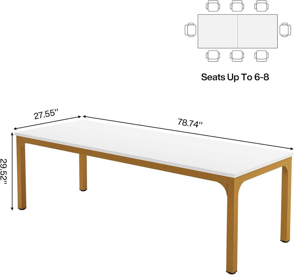 Tribesigns 6.5FT Conference Table, 78.7-Inch Rectangle Meeting Seminar Table, Large Business Tables for 6-8 People (Only Table)